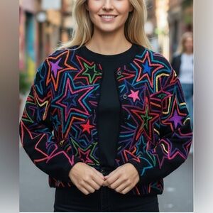 Vintage Michael Stars embroidered  Sweater  Jacket  P/Small